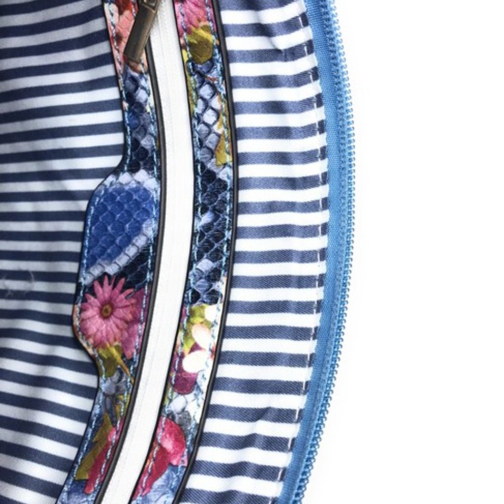 Le Miel Vegan Floral Zipper Clutch/Crossbody Blue Hand Bag NEW - Picture 5 of 7